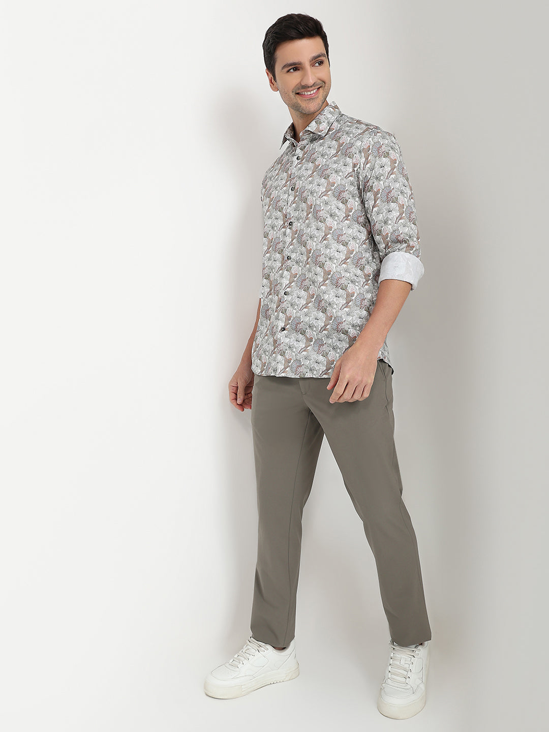 Colorplus Men Brown Printed Regular Fit Cotton Full Sleeve Casual Shirt