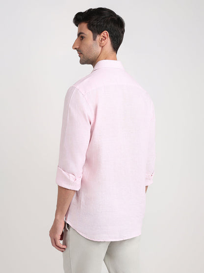 Colorplus Men Red Solid Regular Fit Linen Full Sleeve Casual Shirt