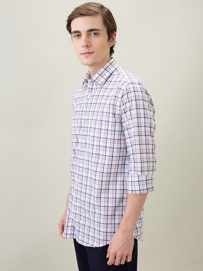 Colorplus Men Red Checks Regular Fit Cotton Full Sleeve Casual Shirt