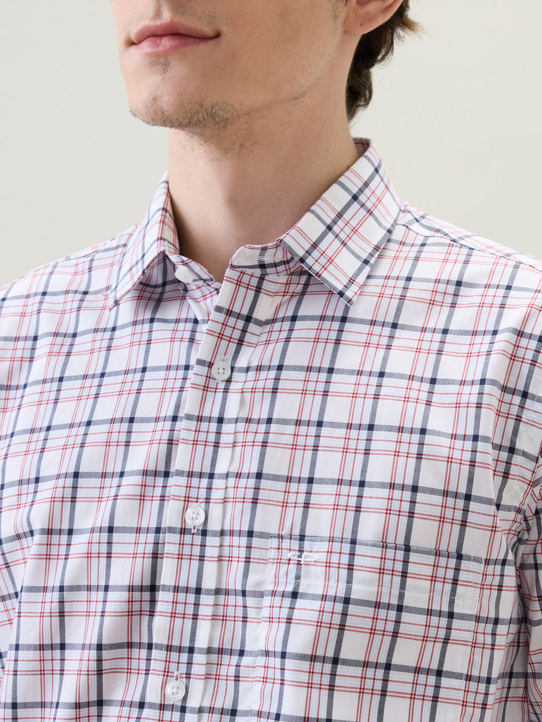 Colorplus Men Red Checks Regular Fit Cotton Full Sleeve Casual Shirt