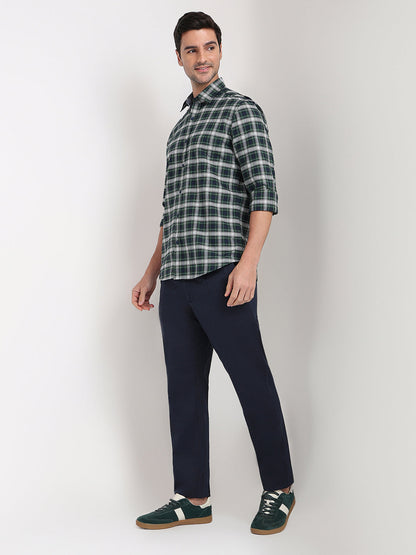 Colorplus Men Green Checks Regular Fit Cotton Full Sleeve Casual Shirt