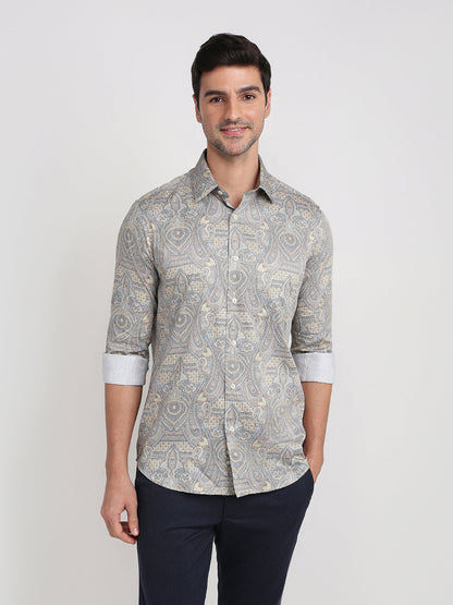 Colorplus Men Brown Printed Regular Fit Cotton Full Sleeve Casual Shirt