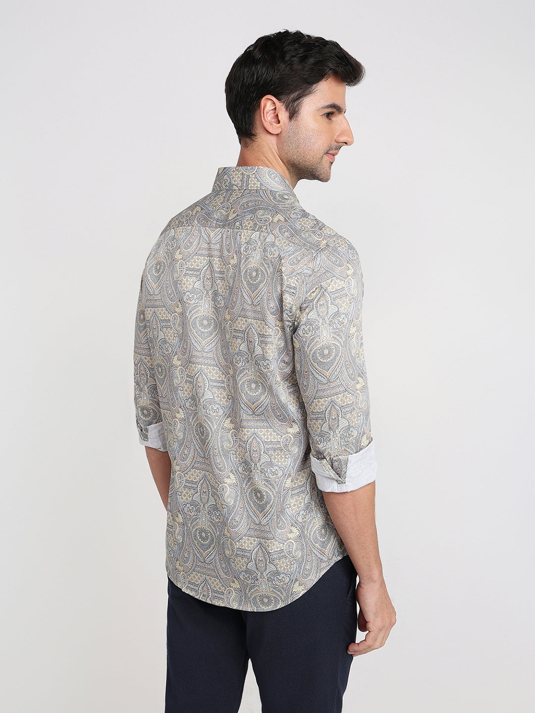 Colorplus Men Brown Printed Regular Fit Cotton Full Sleeve Casual Shirt