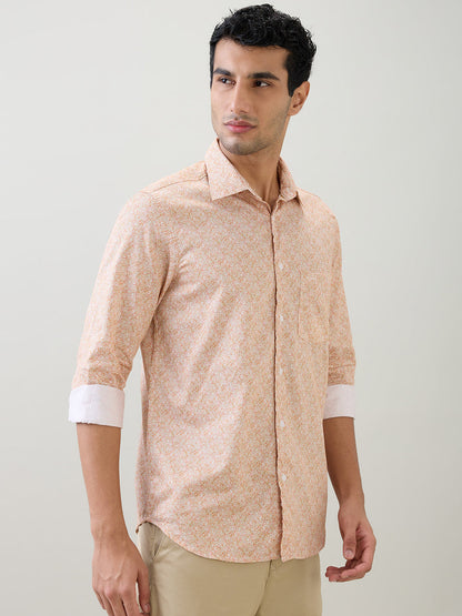 Colorplus Men Red Printed Regular Fit Cotton Full Sleeve Casual Shirt