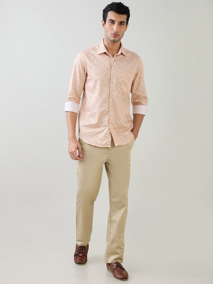 Colorplus Men Red Printed Regular Fit Cotton Full Sleeve Casual Shirt