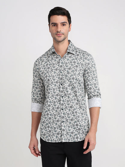 Colorplus Men Brown Printed Regular Fit Cotton Full Sleeve Casual Shirt