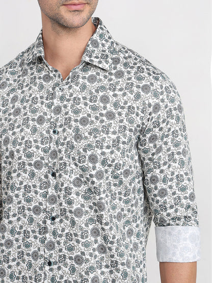 Colorplus Men Brown Printed Regular Fit Cotton Full Sleeve Casual Shirt