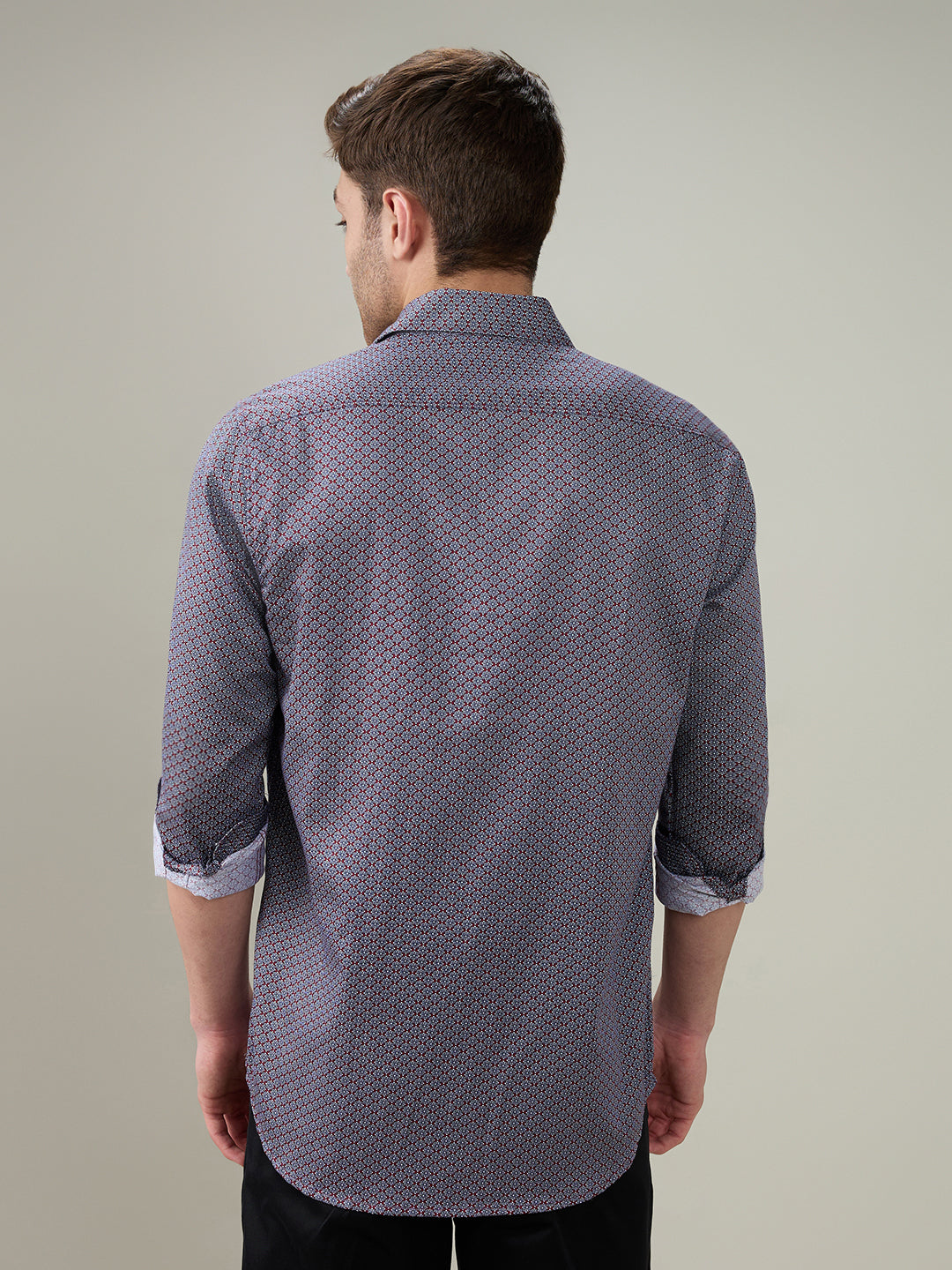 Colorplus Men Red Printed Regular Fit Cotton Full Sleeve Casual Shirt