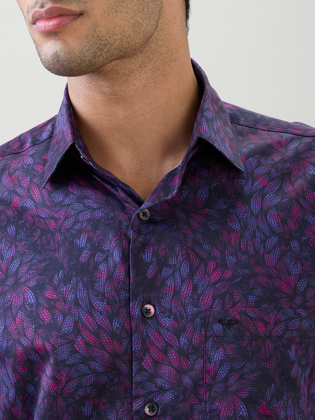 Colorplus Men Purple Printed Regular Fit Cotton Full Sleeve Casual Shirt