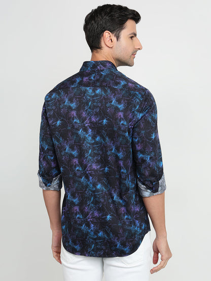 Colorplus Men Purple Printed Regular Fit Cotton Full Sleeve Casual Shirt