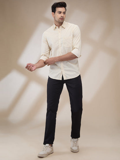 Colorplus Men Brown Printed Regular Fit Cotton Grometric Print Casual Shirt