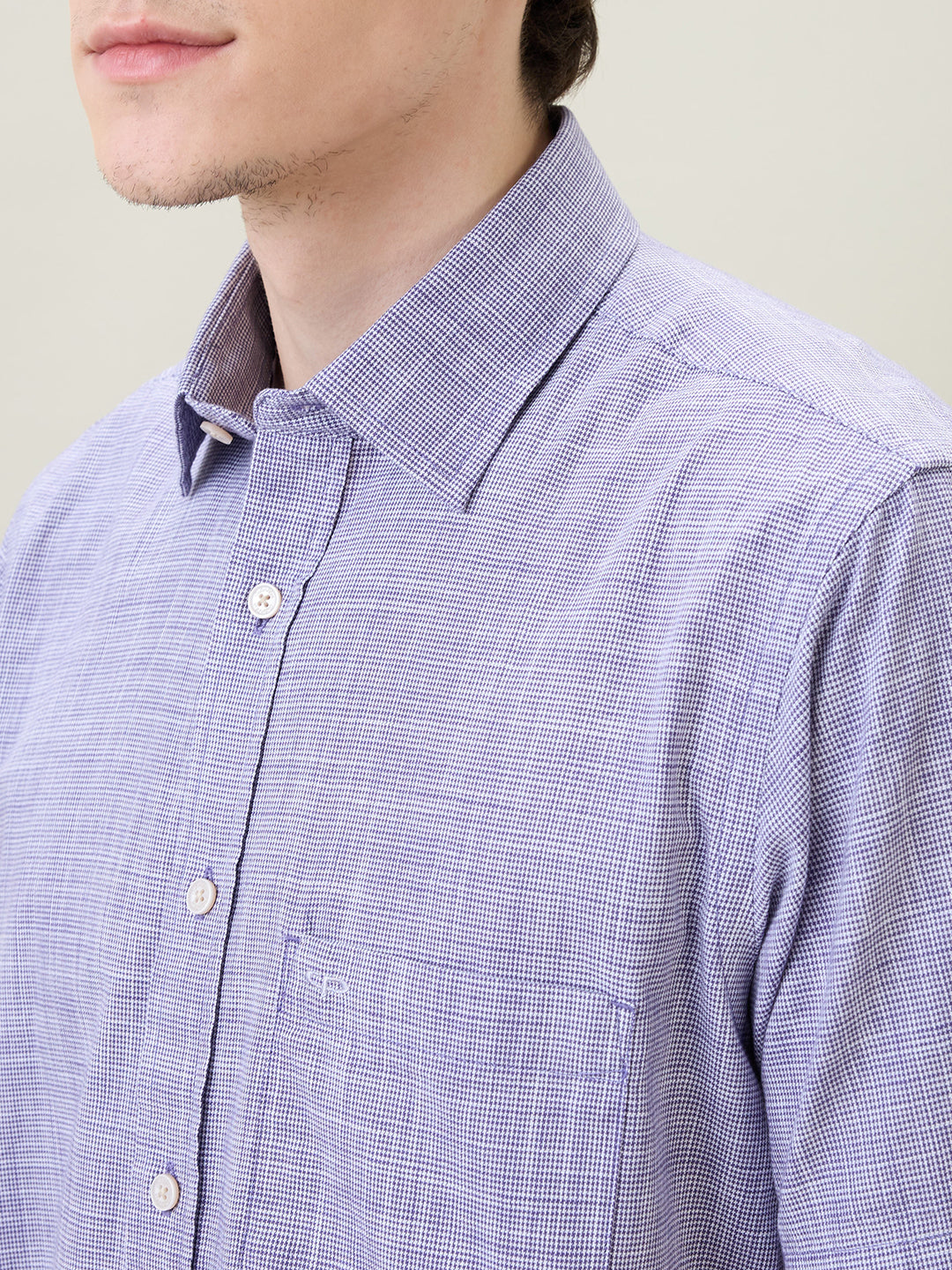 Colorplus Men Purple Dobby Regular Fit Cotton Half Sleeve Casual Shirt