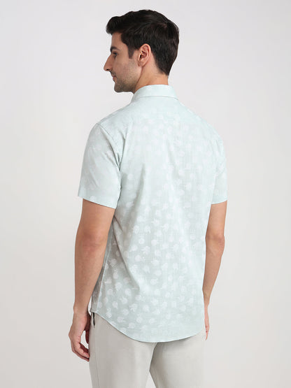 Colorplus Men Green Printed Regular Fit Cotton Half Sleeve Casual Shirt