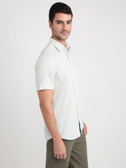 Colorplus Men Brown Printed Regular Fit Cotton Half Sleeve Casual Shirt