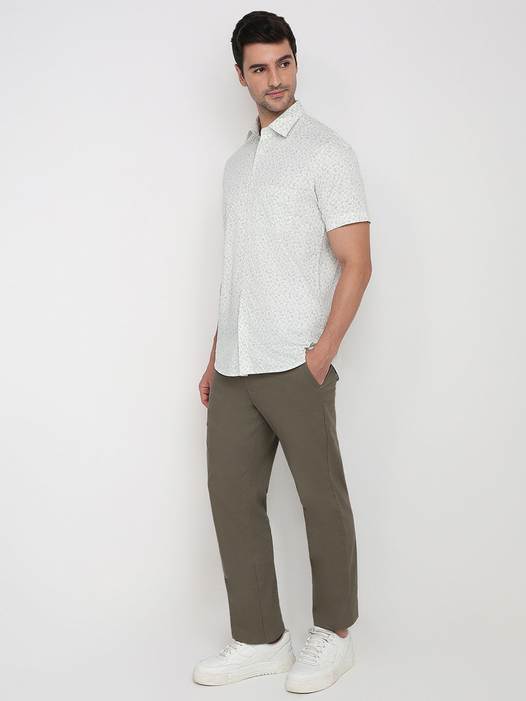 Colorplus Men Brown Printed Regular Fit Cotton Half Sleeve Casual Shirt