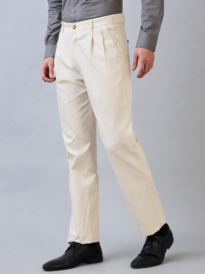 Colorplus Men Brown Solid Comfort Fit Cotton Trouser