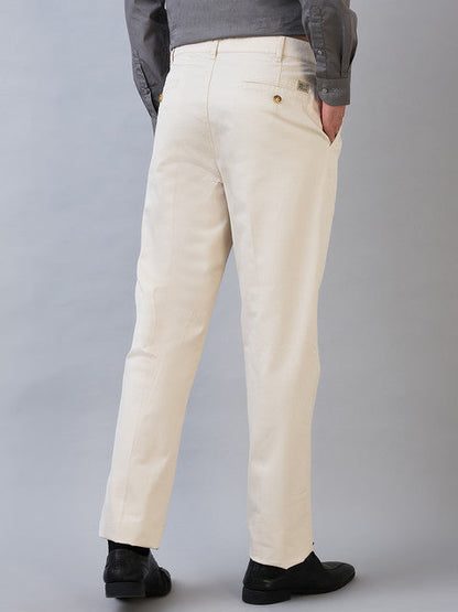 Colorplus Men Brown Solid Comfort Fit Cotton Trouser