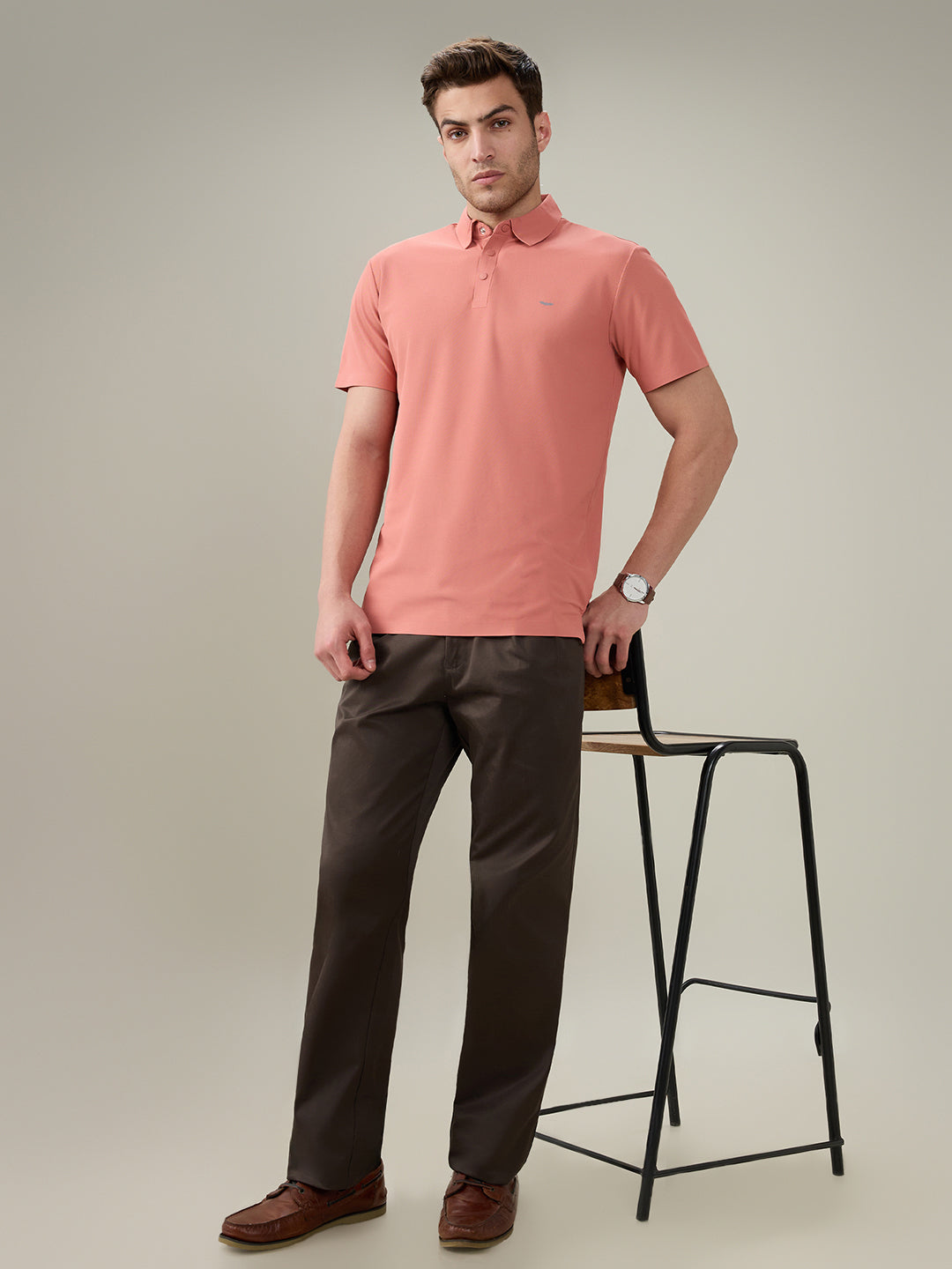 Colorplus Men Brown Twill Comfort Fit Cotton Trouser