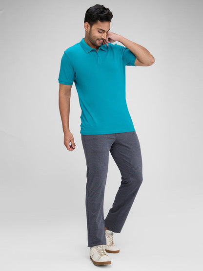 Colorplus Grey Solid Contemporary Fit Polyester Blend Trouser