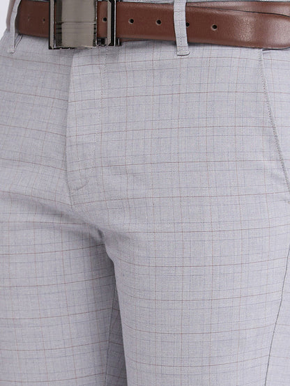Colorplus Grey Checks Contemporary Fit Cotton Blend Trouser