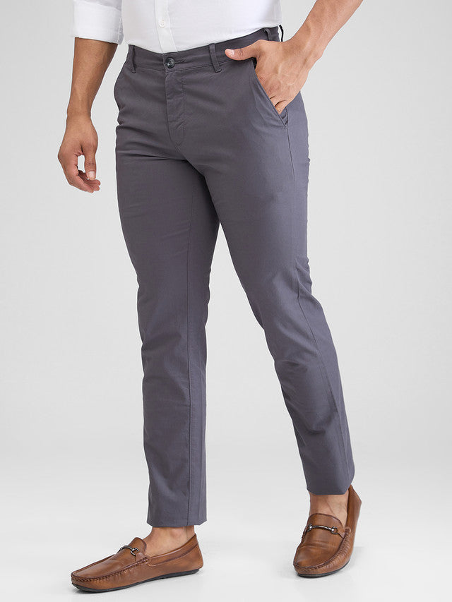 Colorplus Men Grey Dyed Slim Fit Trouser