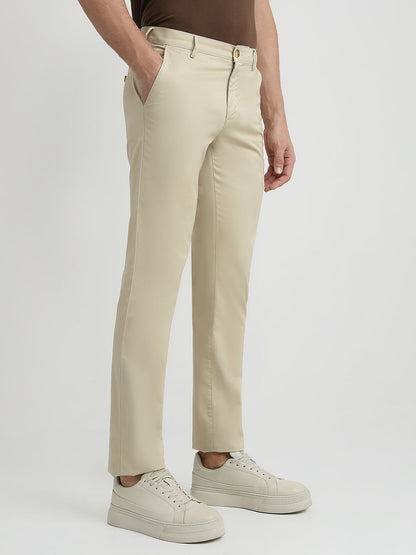 Colorplus Men Brown Twill Slim Fit Cotton Trouser