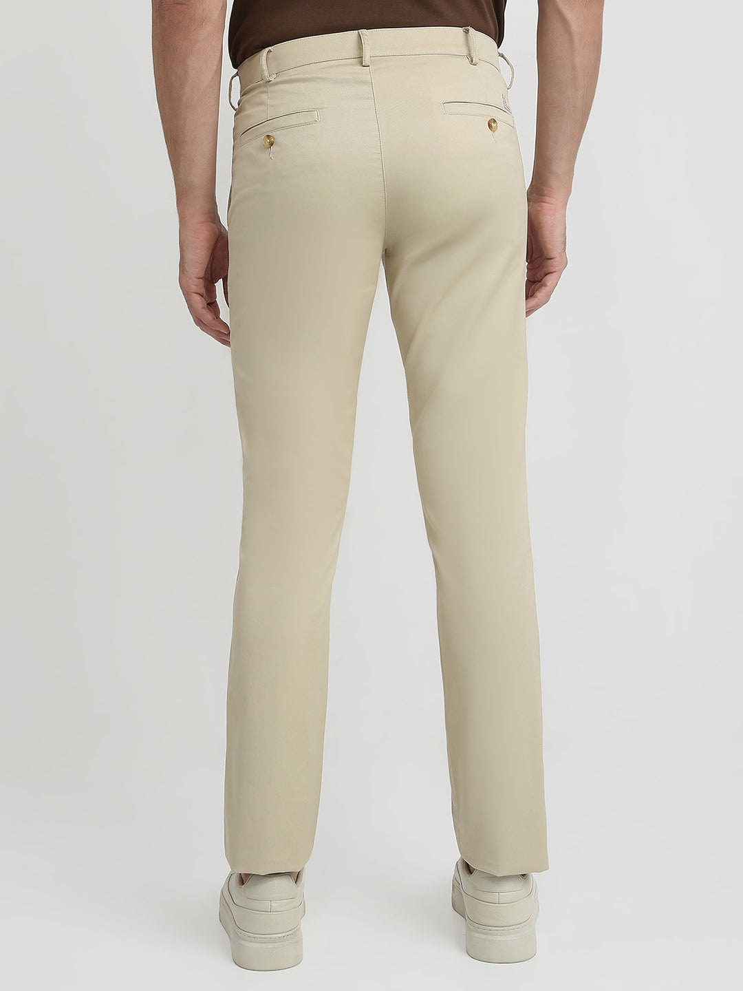 Colorplus Men Brown Twill Slim Fit Cotton Trouser