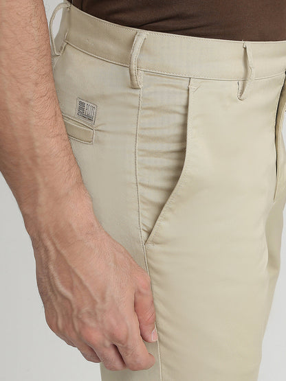 Colorplus Men Brown Twill Slim Fit Cotton Trouser