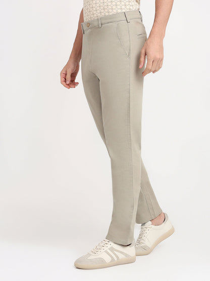 Colorplus Men Khaki Dobby Slim Fit Cotton Blend Trouser