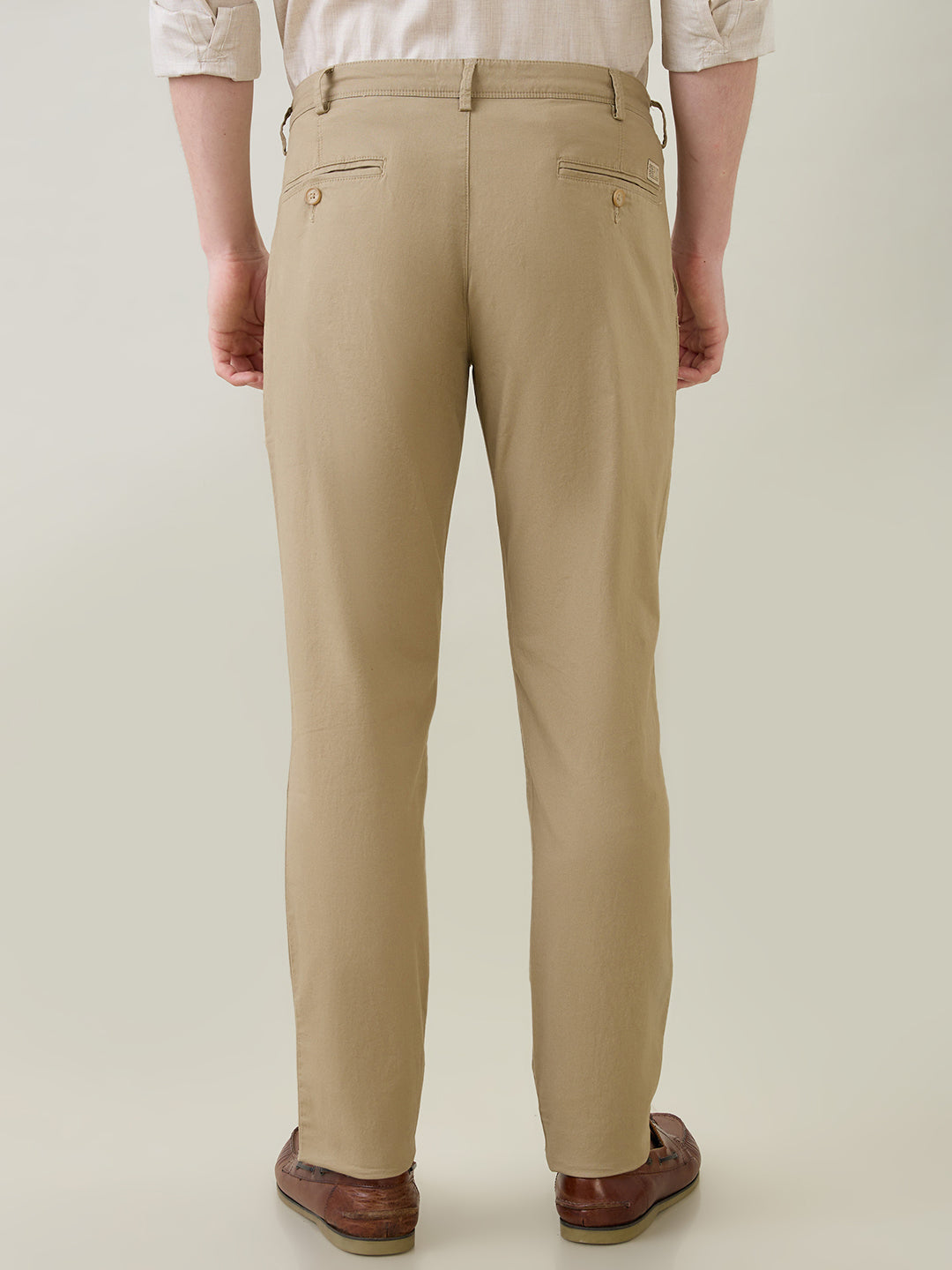 Colorplus Men Khaki Twill Super Slim Fit Cotton Blend Trouser