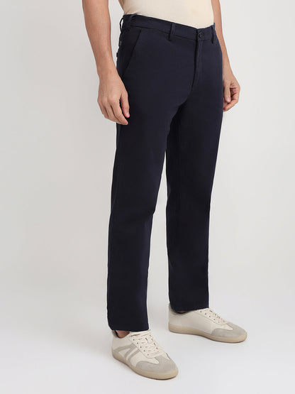 Colorplus Men Blue Twill Regular Fit Cotton Blend Trouser