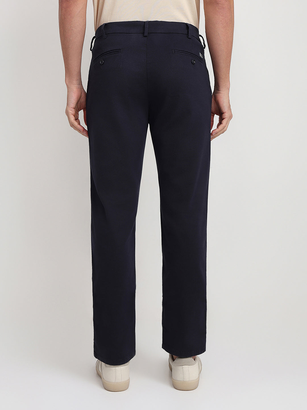 Colorplus Men Blue Twill Regular Fit Cotton Blend Trouser