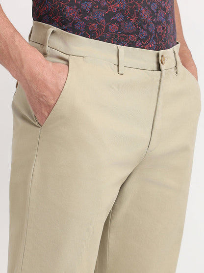 Colorplus Men Khaki Twill Regular Fit Cotton Blend Trouser