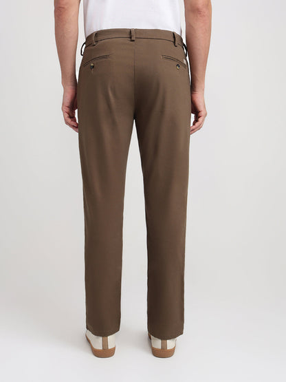 Colorplus Men Brown Twill Regular Fit Cotton Blend Trouser