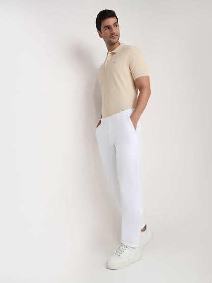 Colorplus Men White Twill Regular Fit Cotton Blend Trouser