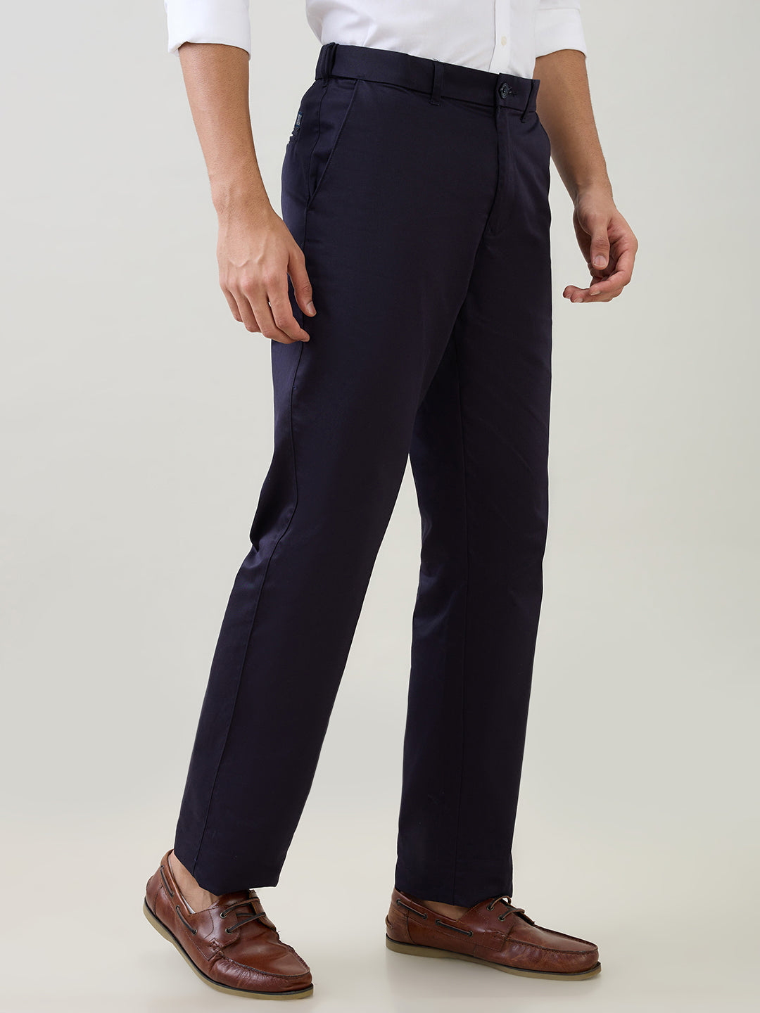 Colorplus Men Blue Twill Regular Fit Cotton Trouser