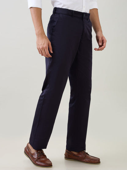Colorplus Men Blue Twill Regular Fit Cotton Trouser