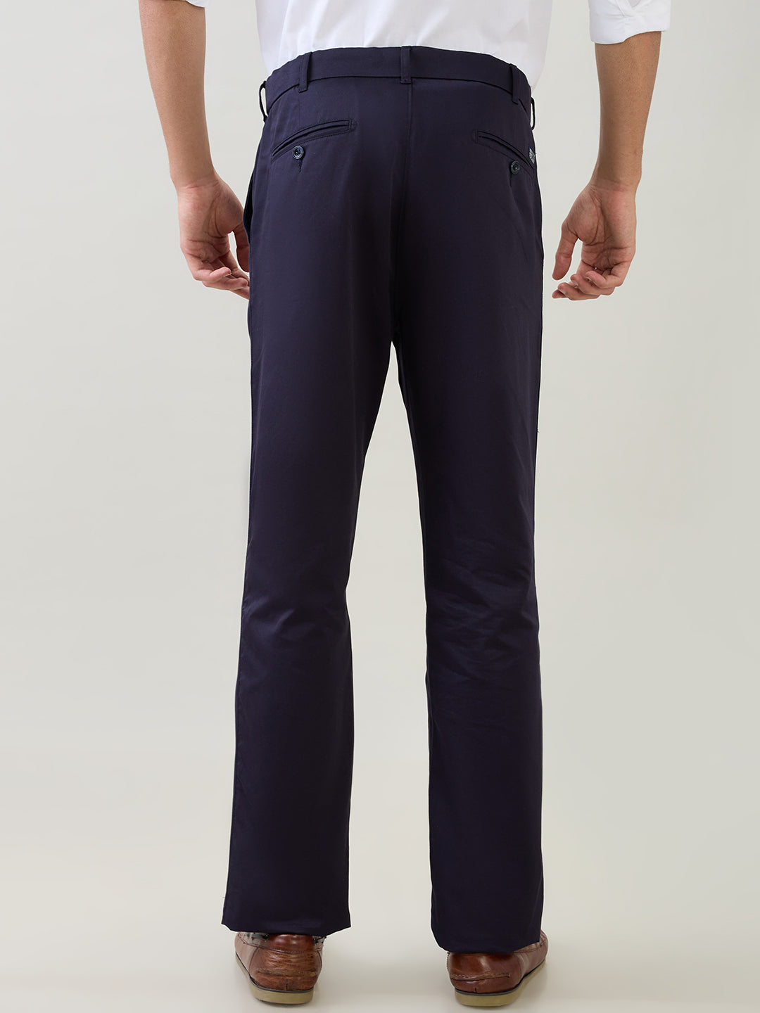 Colorplus Men Blue Twill Regular Fit Cotton Trouser