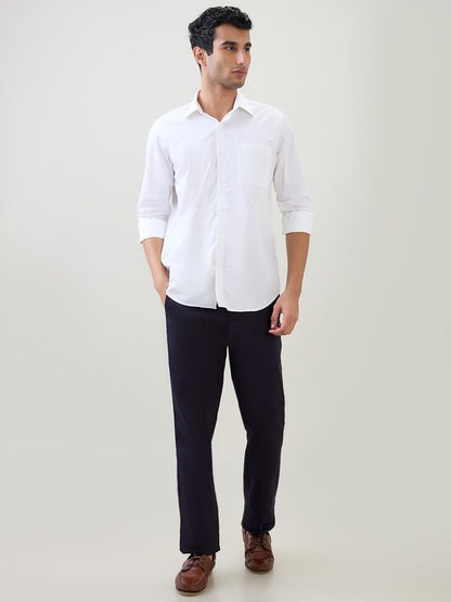 Colorplus Men Blue Twill Regular Fit Cotton Trouser