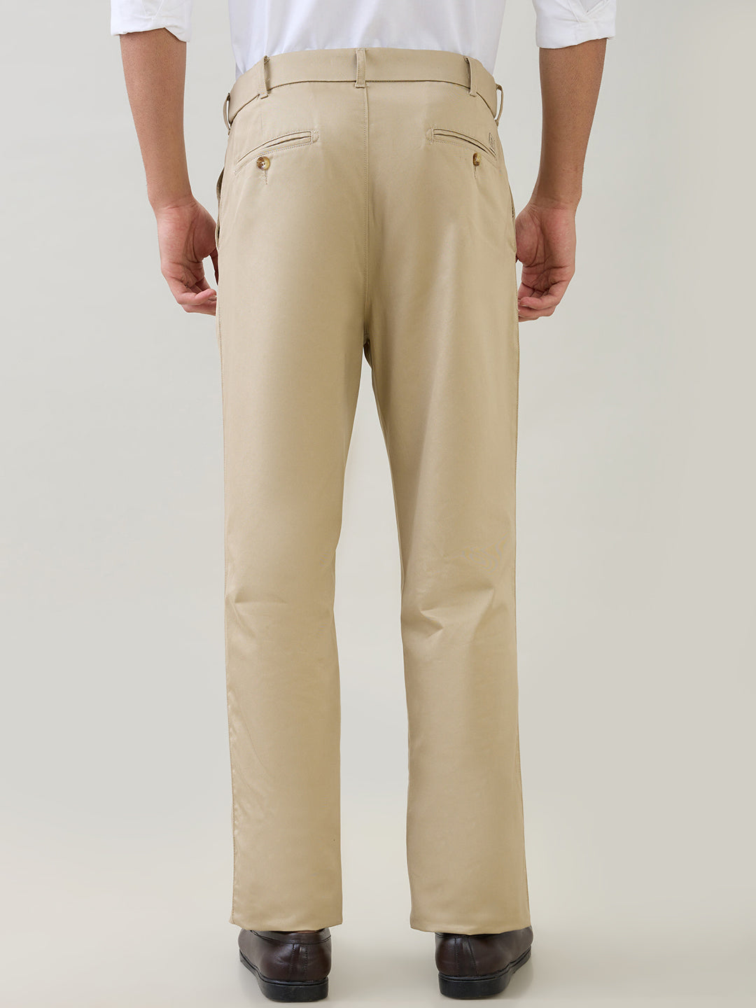 Colorplus Men Khaki Twill Regular Fit Cotton Trouser