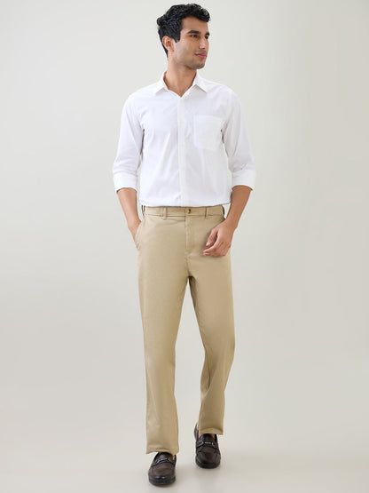 Colorplus Men Khaki Twill Regular Fit Cotton Trouser