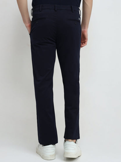 Colorplus Men Blue Twill Regular Fit Cotton Blend Trouser