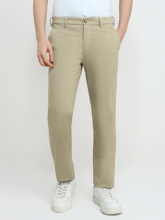 Colorplus Men Khaki Twill Regular Fit Cotton Blend Trouser