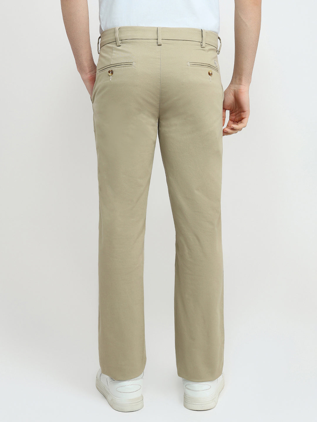 Colorplus Men Khaki Twill Regular Fit Cotton Blend Trouser