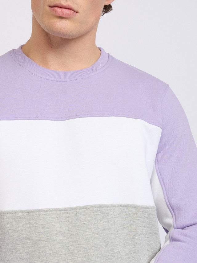 Colorplus Men Purple Solid Regular Fit Cotton Blend Sweatshirt
