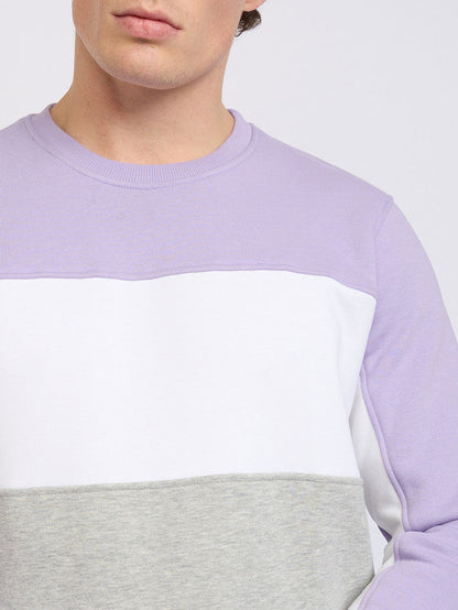 Colorplus Men Purple Solid Regular Fit Cotton Blend Sweatshirt