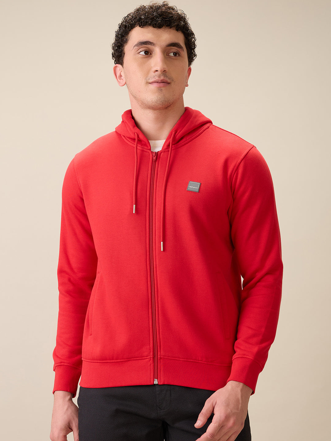 Colorplus Men Red Solid Regular Fit Cotton Blend Full Sleeve Sweatshirt