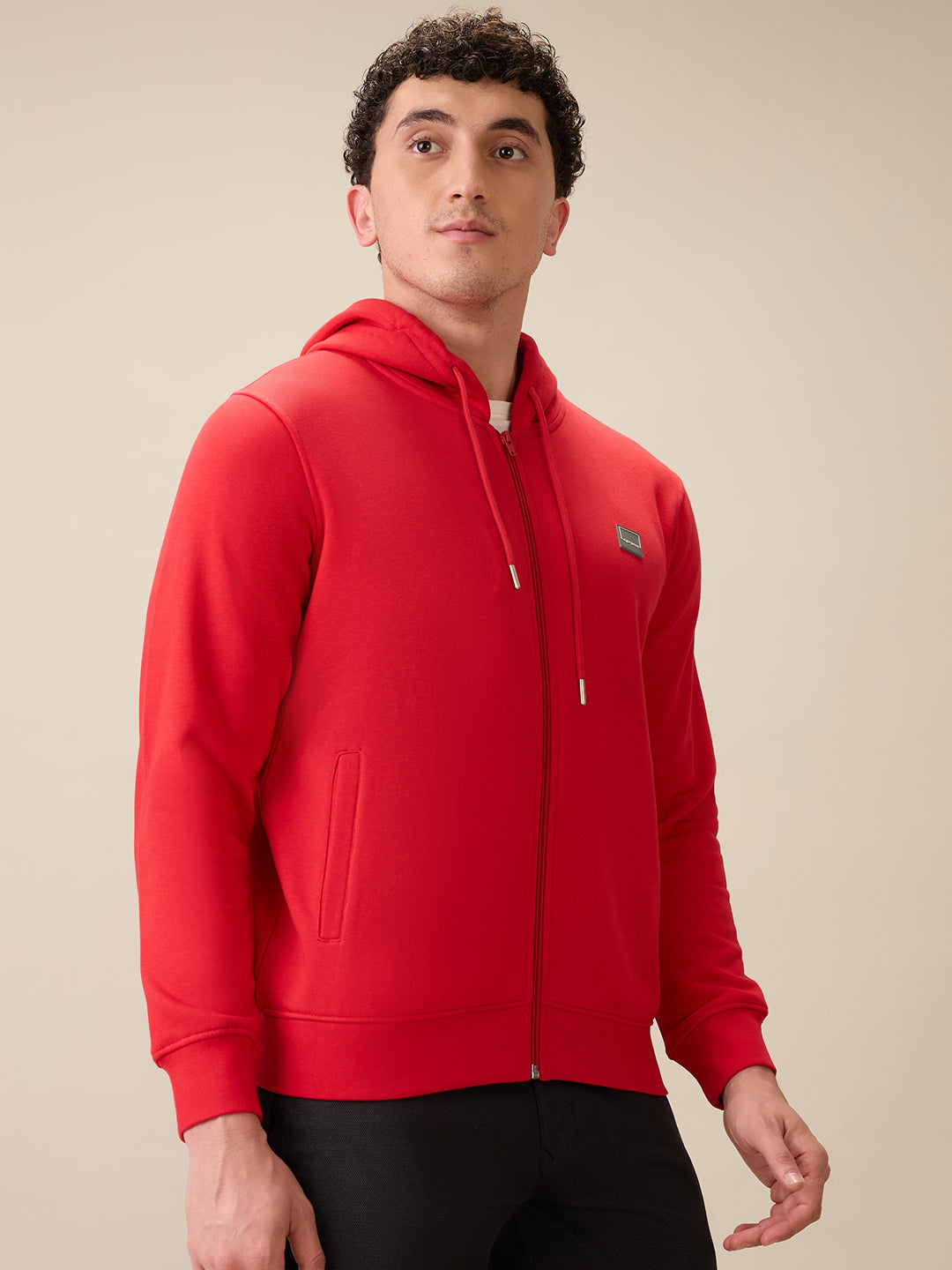 Colorplus Men Red Solid Regular Fit Cotton Blend Full Sleeve Sweatshirt