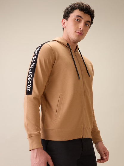 Colorplus Men Brown Solid Regular Fit Polyester Blend Full Sleeve Sweatshirt