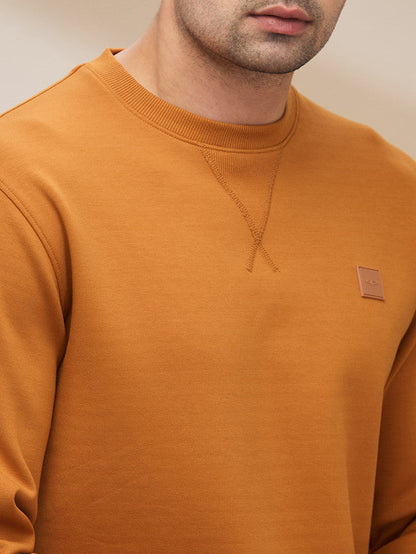 Colorplus Men Brown Solid Regular Fit Polyester Blend Sweatshirt